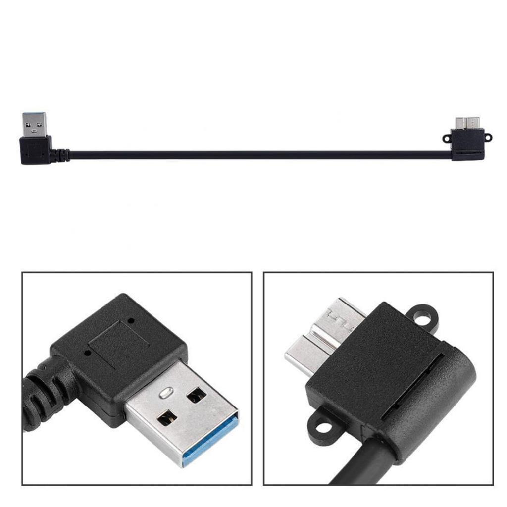 Micro USB 3.0 Cable, Right Angle USB 3.0 Type A to Micro B Cable for Galaxy S5, Note 3, Camera, Hard Drive And More 25cm Black