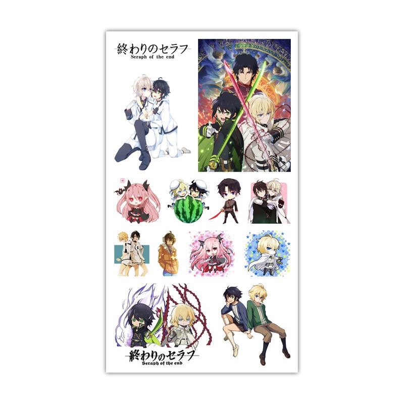 Set 5 Bảng hình xăm Owari No Seraph  Sticker Tattoo