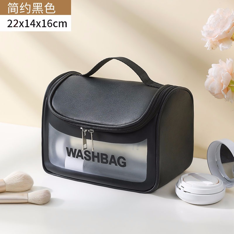 Túi đựng mỹ phẩm du lịch WashBag DẠNG HỘP có quai xách mini trong suốt, Túi đựng đồ trang điểm makup chống nước - Chính Hãng