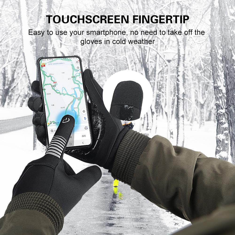 Kyncilor Cycling Gloves Waterproof Touchscreen Gloves Winter Warm Gloves Windproof Anti-slip Sports Thermal Gloves