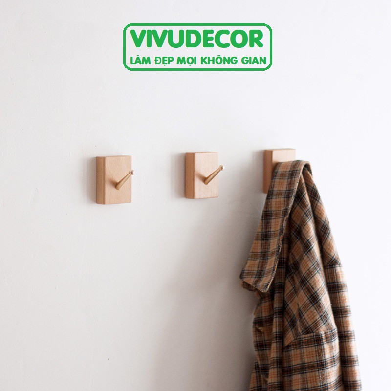 Thông tin Móc gỗ Hình Chữ Nhật treo tường đa năng 100% gỗ tự nhiên chỉ có tại Vivudecor. Móc đồng nguyên chất
