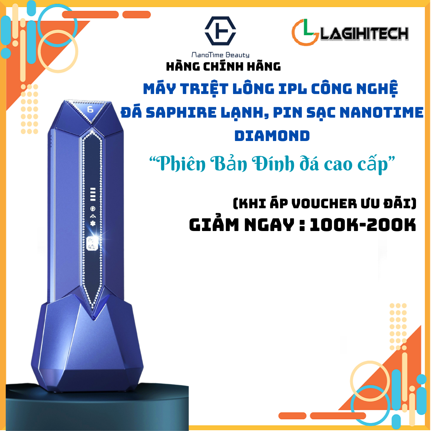 (Giá Hủy Diệt) Máy triệt lông trẻ hoá da công nghệ IPL sapphire lạnh pin sạc NanoTime B65Pro Diamond - Hàng chính hãng