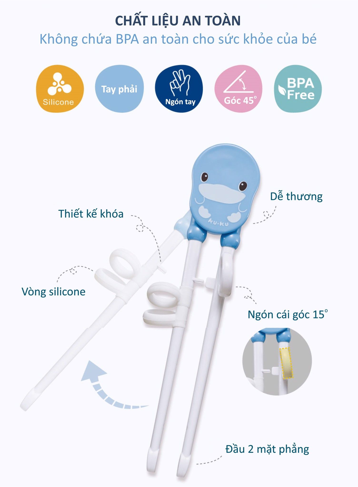 BỘ ĐŨA XỎ NGÓN CHO BÉ TẬP ĂN KUKU KU3038 - 2 YEARS UP