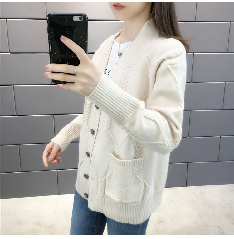 Áo khoác len nữ cardigan dáng nhỡ bigsize from rộng có túi Chất len dày dặn không xù lông