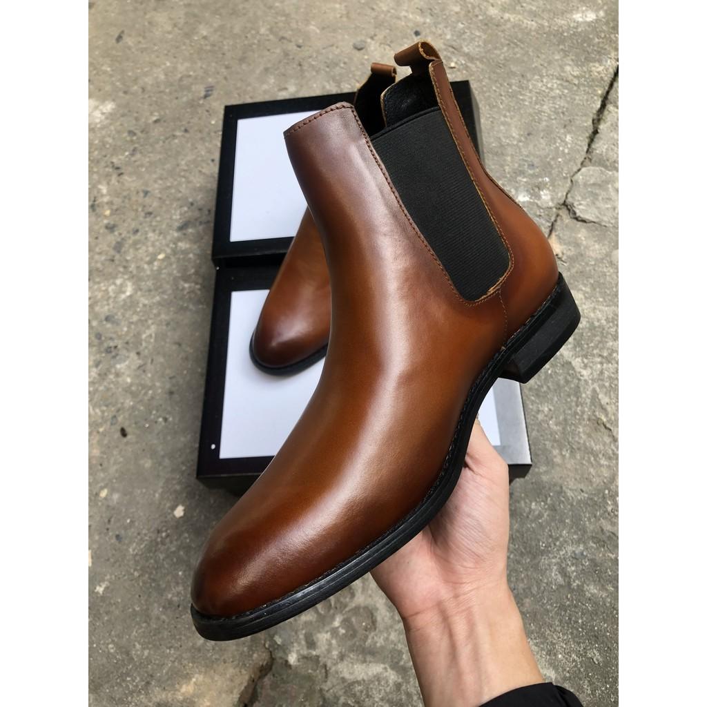 Giày Chelsea Boots công sở, đế phíp gỗ, da bò nguyên tấm