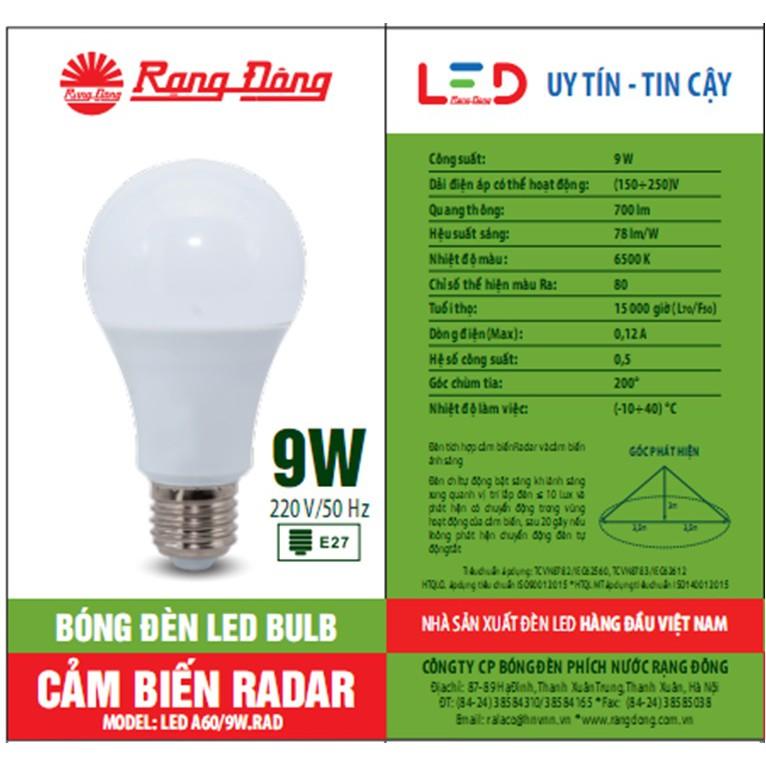 Đèn cảm biến radar 7W/9W/15W LED Rạng Đông