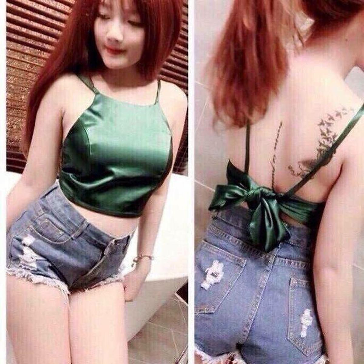 ÁO HAI DÂY CỘT NƠ PHI HỞ LƯNG MOUSSE NGỰC BASIC TRƠN NỮ CROPTOP HOT GIRL ULZZANG HÀN QUỐC CỰC CHẤT - Tím