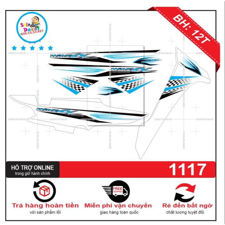 Tem rời wave a 2017 trắng xanh