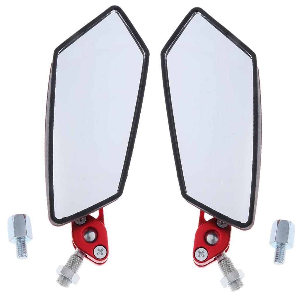 2pcs Universal Motorbike Scooter Moped 8/10mm Rear View Mirror Red for ATV