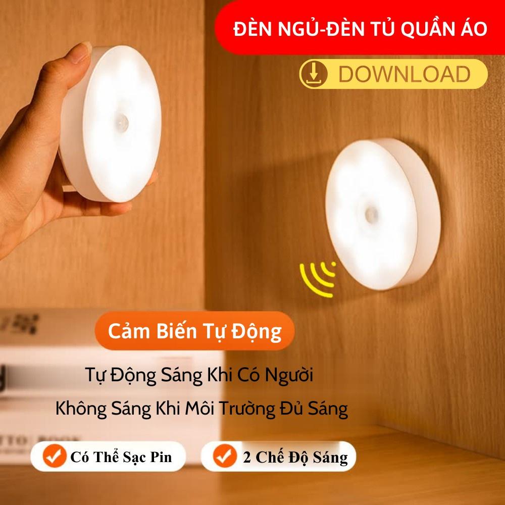 Đèn Dán Tường Cảm Biến Chuyển Động 2 Chế Độ White, Warm Sạc USB Size 9cm