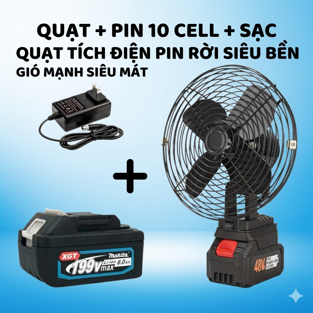 Quạt Tích Điện Pin Lithium 10 Cell Loại Xịn – Tháo Rời Dễ Dàng, Gió Siêu Khỏe, Độ Bền Cao, Dùng Dài Lâu, đèn trang trí, đồng hồi treo tường