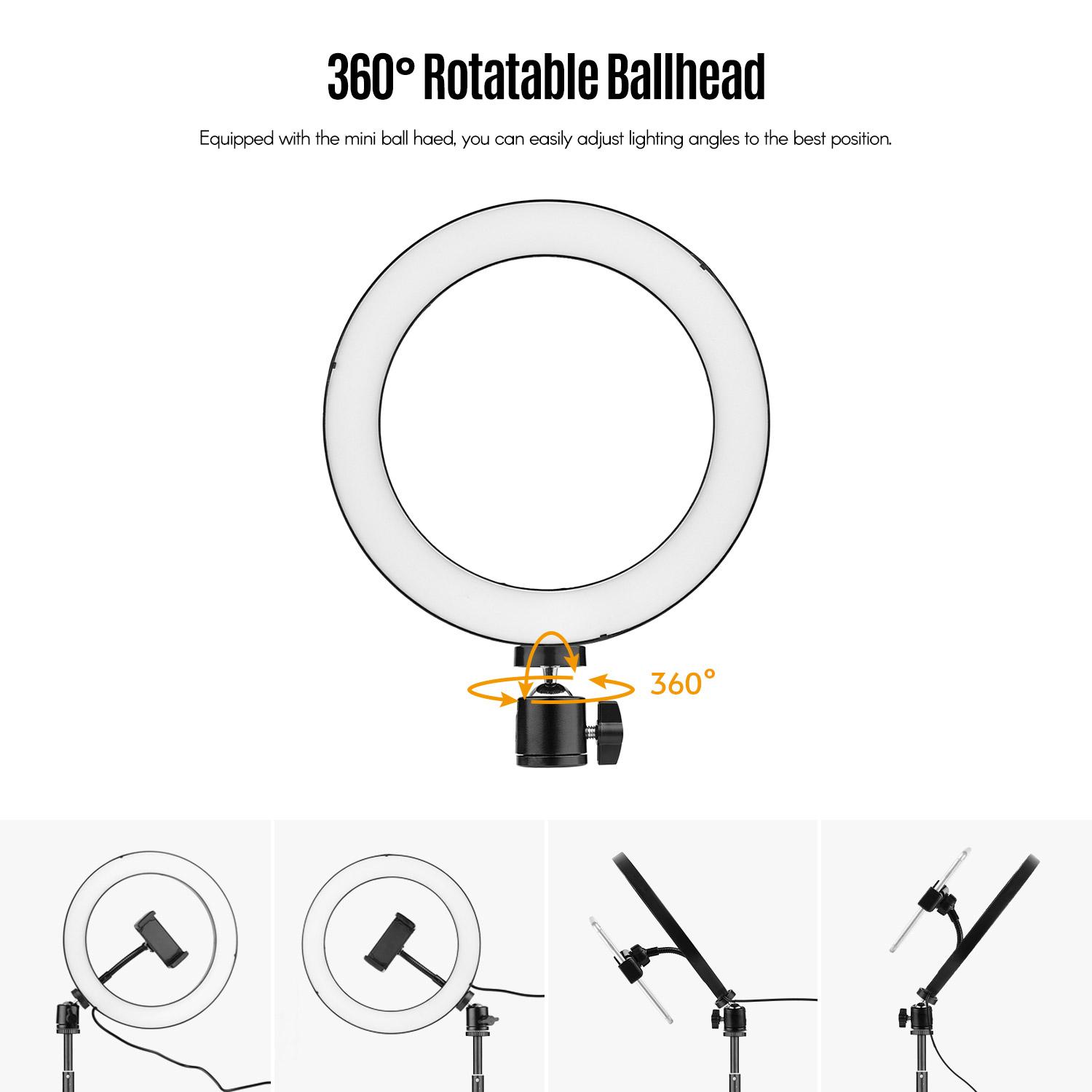 Vòng LED 10 cấp có thể thay đổi màu hai màu Ánh sáng 8,6 inch / 22cm Đường kính 3000-6000K bằng hợp kim nhôm