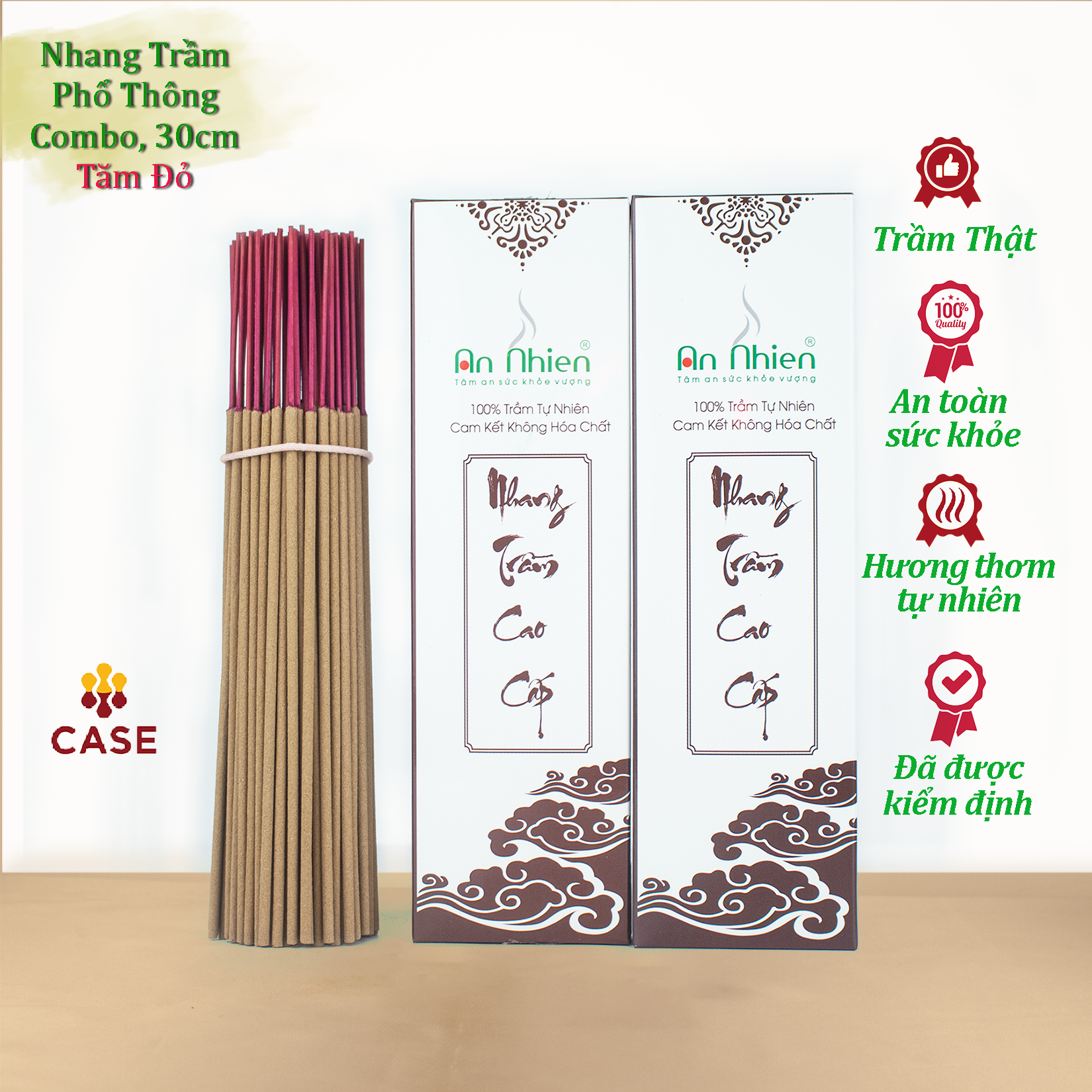 Combo 2 Hộp Nhang Trầm Hương An Nhiên Trung Cấp 2TC150, Hương, Nhang Sạch Tự Nhiên An Toàn Cho Sức Khỏe 20cm-150cây