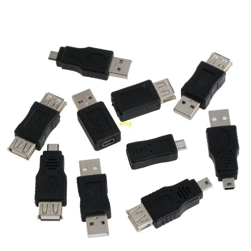 Set 10 Đầu Chuyển Đổi Otg 5 Pin F / M Mini Usb Male Sang Female Micro Usb