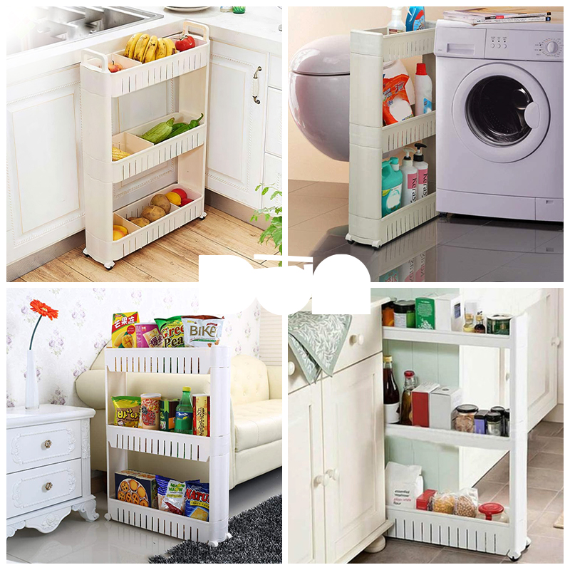 Kệ nhựa 3 tầng có bánh xe, khe hẹp để phòng tắm Tashuan - TS5185