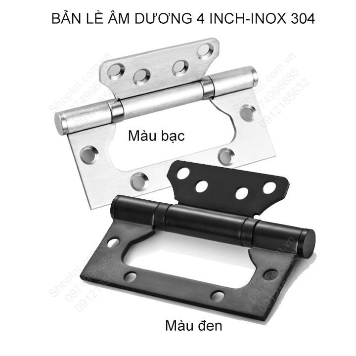 Bản lề lá âm Dương (cánh bướm) 4 inch bằng inox 304 dày 2.2mm cho cửa gỗ, cửa nhựa, cửa nhôm (màu đen)