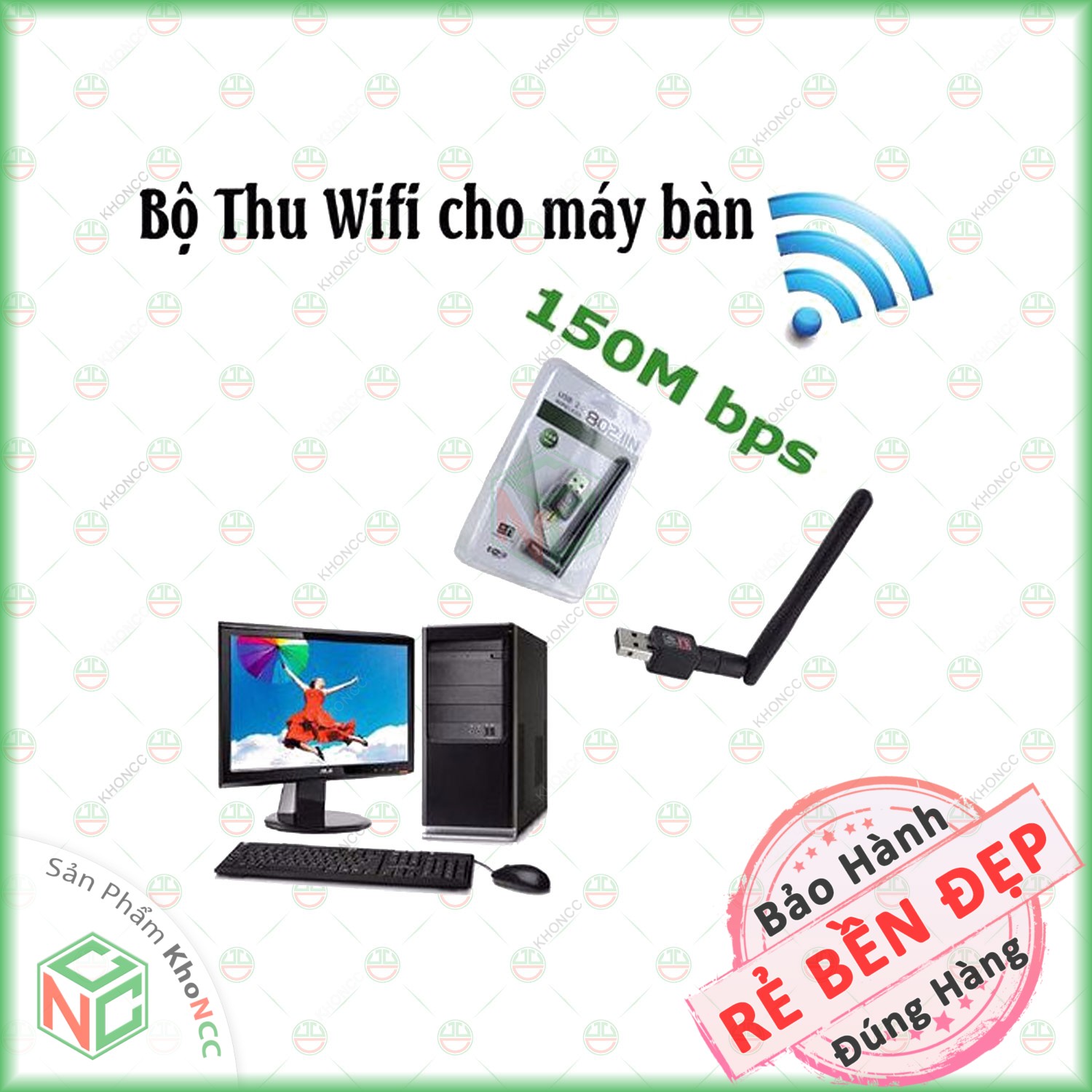 USB Thu Sóng Wifi KhoNCC Hàng Chính Hãng - Có Angten Bắt Sóng Cho Máy Tính Bàn, Laptop Hư Wifi - KPD-2652-USBThuWifi