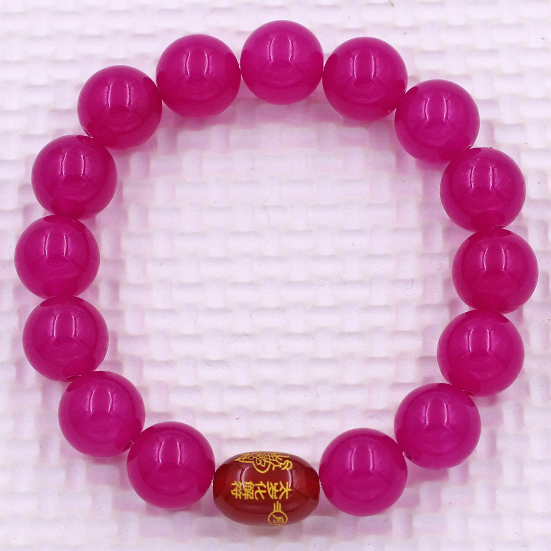 Vòng chuỗi đeo tay đá thạch anh hồng 10 ly charm giải thái tuế phù, vòng chuỗi phong thủy, giải năm hạn thái tuế