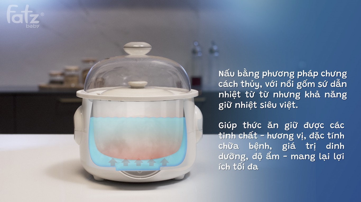 Nồi hầm cách thuỷ 2 tầng thông minh Fatzbaby 1.0L - STEW 2 - FB9110ZT