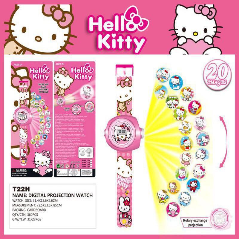 Đồng hồ kèm đèn led chiếu sáng 3D hình Hello Kitty / Doraemon 12 mẫu hình