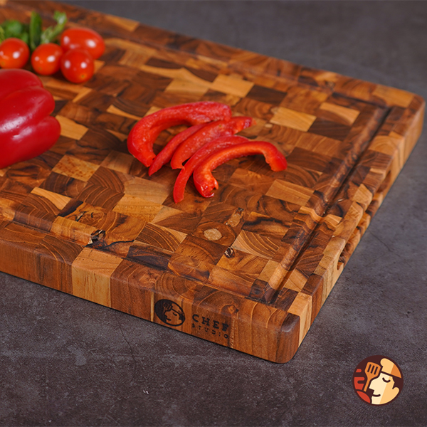 Thớt gỗ Teak Chef Studio cao cấp hình chữ nhật size 25x35x2.5 cm, đa dụng, bền đẹp, không mủn không mối mọt