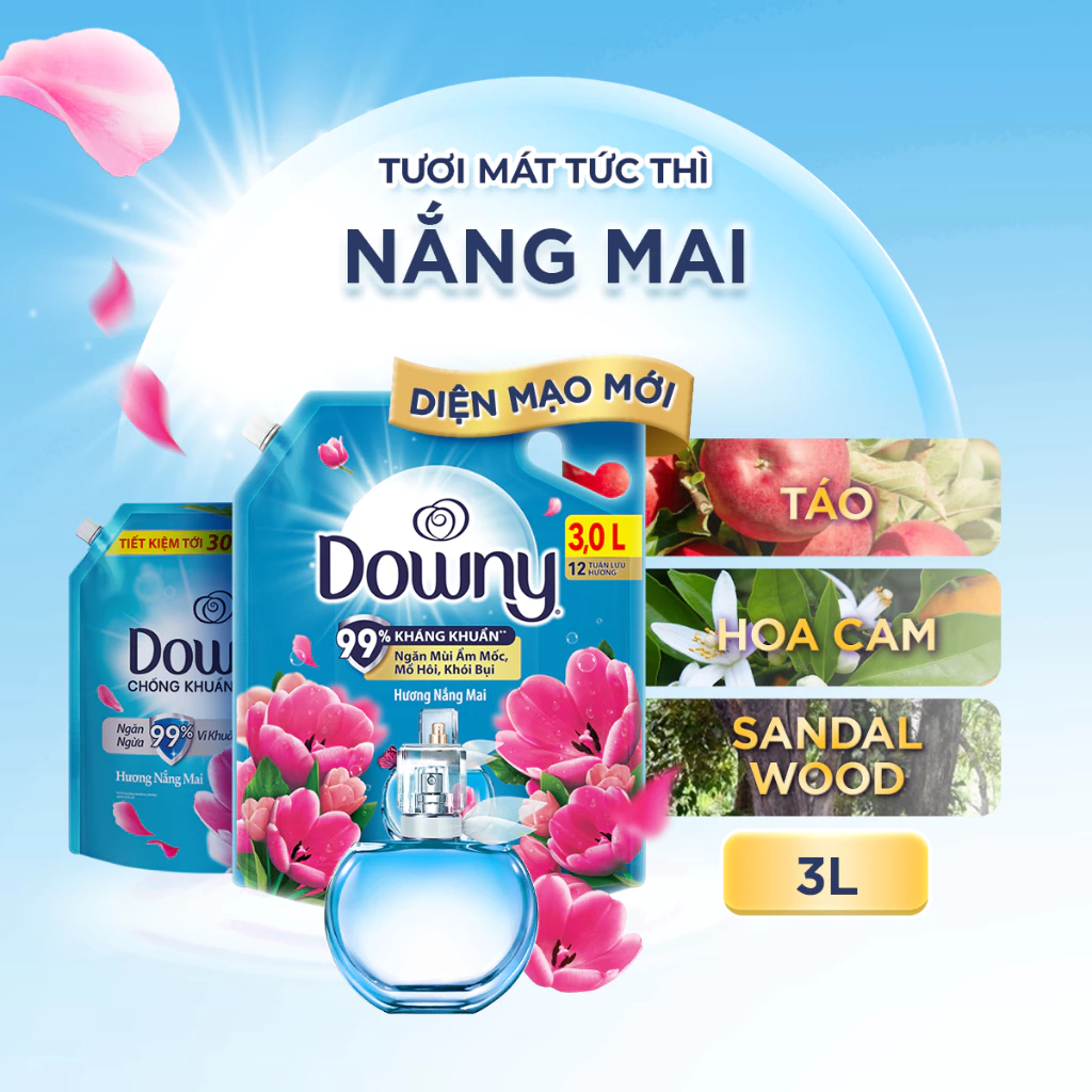 Túi Nước Xả Vải DOWNY Tinh Dầu Thiên Nhiên 3L