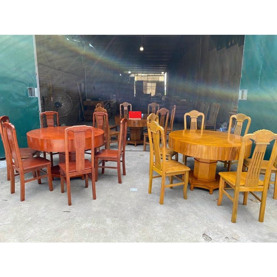 Bộ bàn ghế ăn bàn tròn 6 ghế gỗ hương vân nam phi