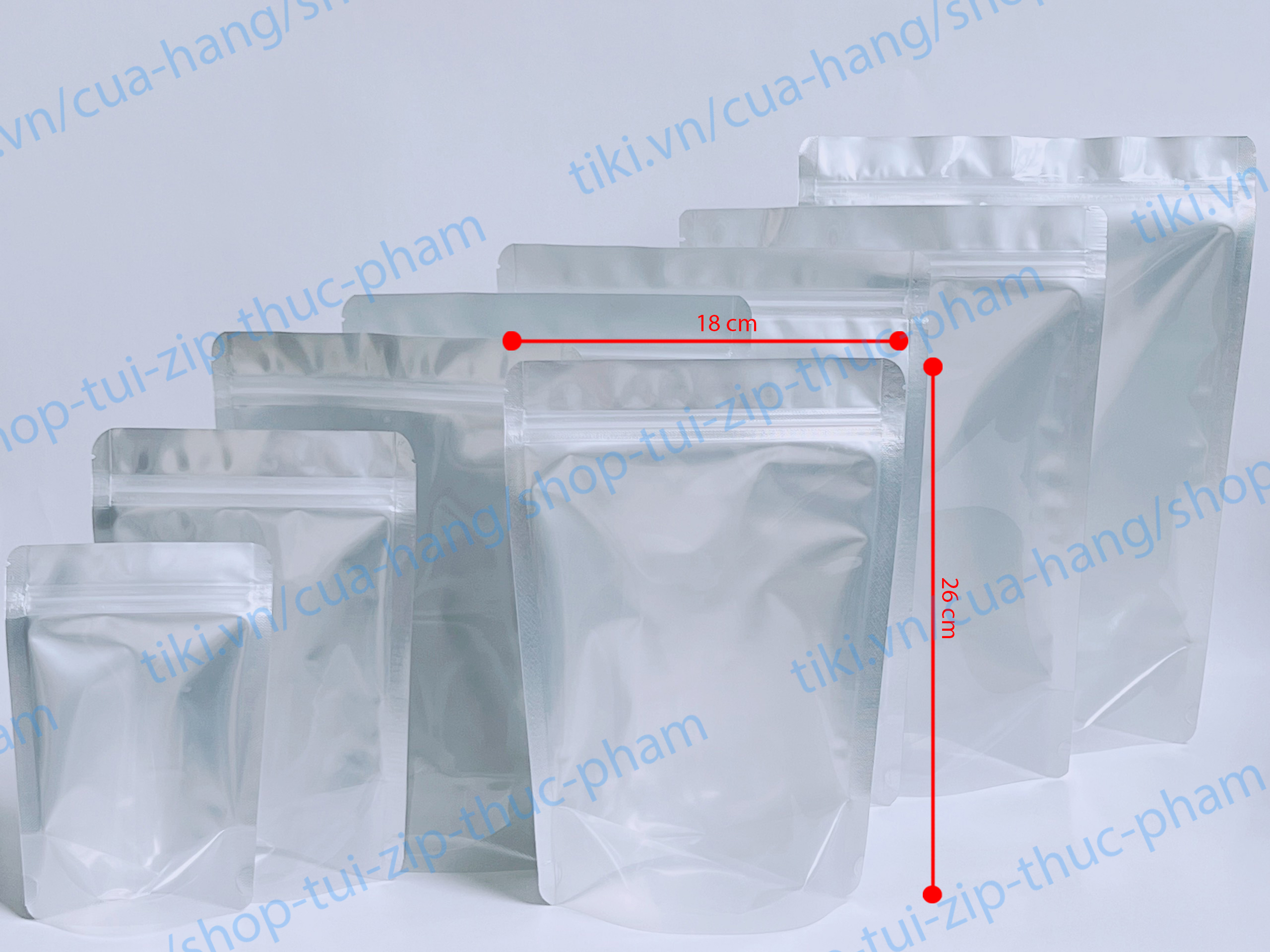 1kg Túi Zip Bạc đáy đứng - Bao zip bạc 1 mặt trong - Túi đựng đồ ăn vặt, bánh kẹo, thực phẩm khô nhìn thấy sản phẩm bên trong - size