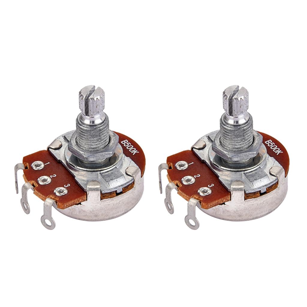 2x B500K Taper Potentiometer Pot Alpha 18mm Split Shaft for Electric Guitar