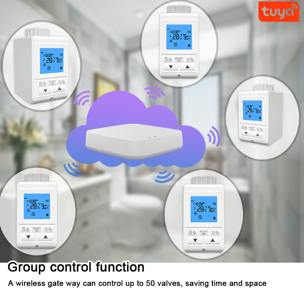 Tuya Zigbee LCD Display TRV Thermostatic Radiator Valves Intelligent Temperature Control Heating Valves Thermostatics Radiator Valves Weekly Programmable APP Control Compatible with Amazon Alexa and Google Assistant for Voise Control