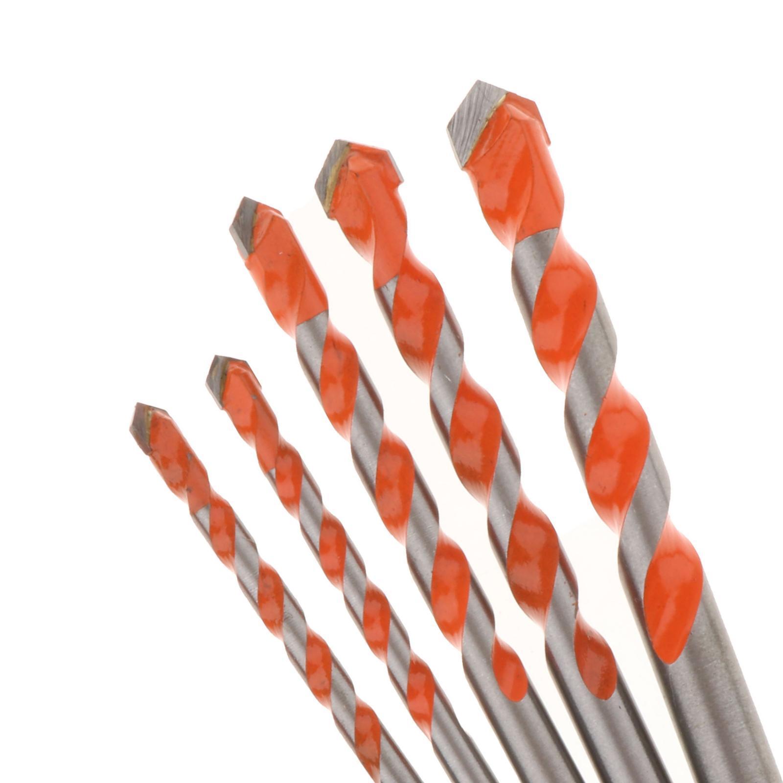 5/7 Pieces Triangle Drill Bit Set Multifunctional Drill Bits Punching Drill Bits Set with Carbide Tip for Tile Concrete Glass Wood, 6/6/8/10/12 mm