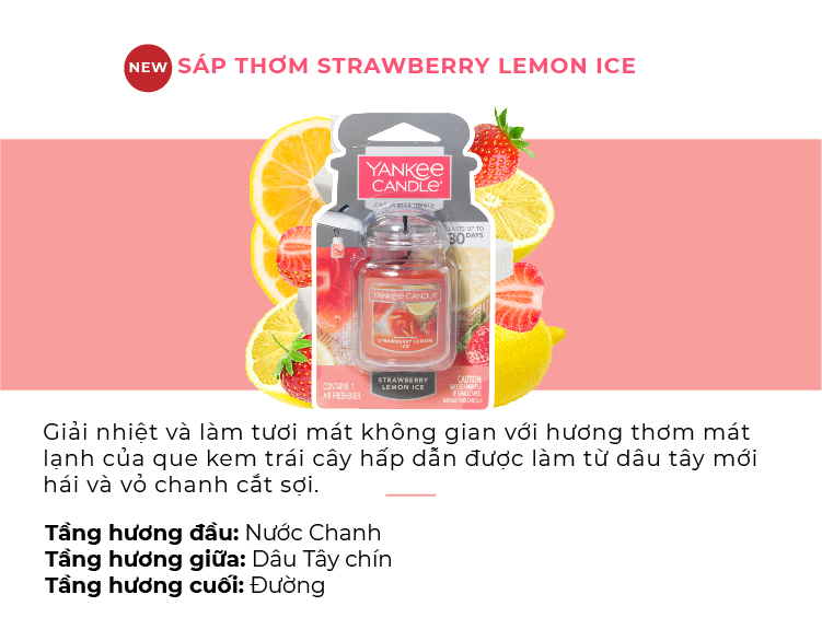 Sáp thơm xe Yankee Candle - Strawberry Lemon Ice