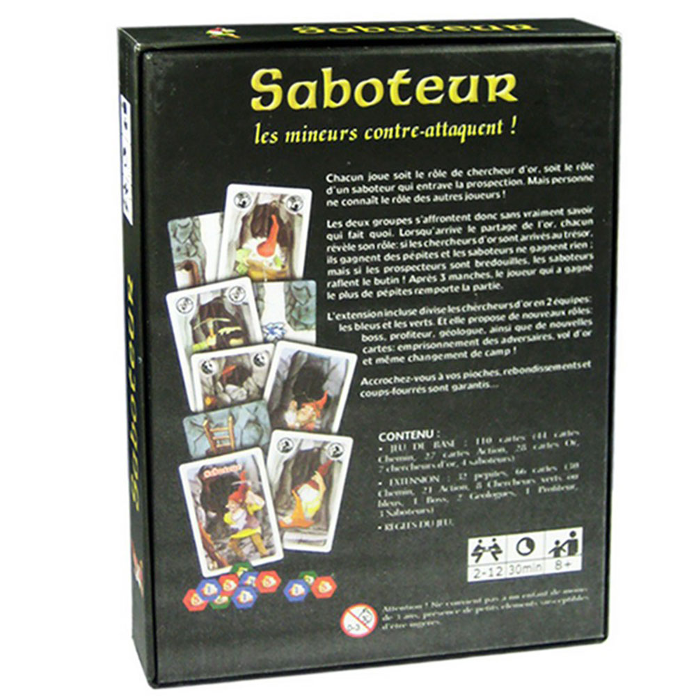 Saboteur Board Game 1+2 Version Bộ thẻ đồ chơi đào Saboteur (cơ bản + mở rộng) vui nhộn tiện dụng