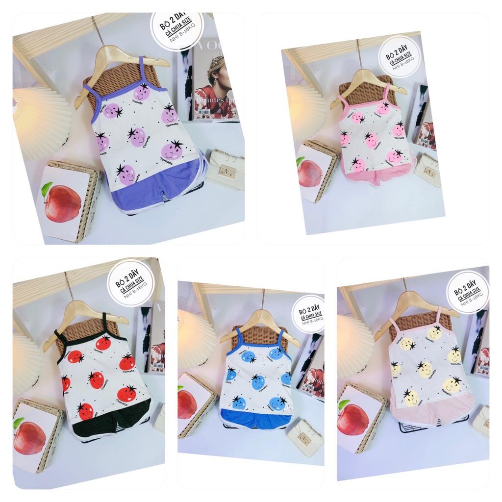 Bộ hai dây cotton hình cà chua cho bé gái từ 7 - 18kg