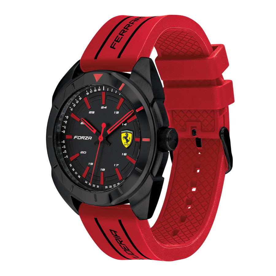 Đồng Hồ Ferrari Nam Dây Cao Su Pin-Quartz 0830544 - Mặt Đen (45mm)