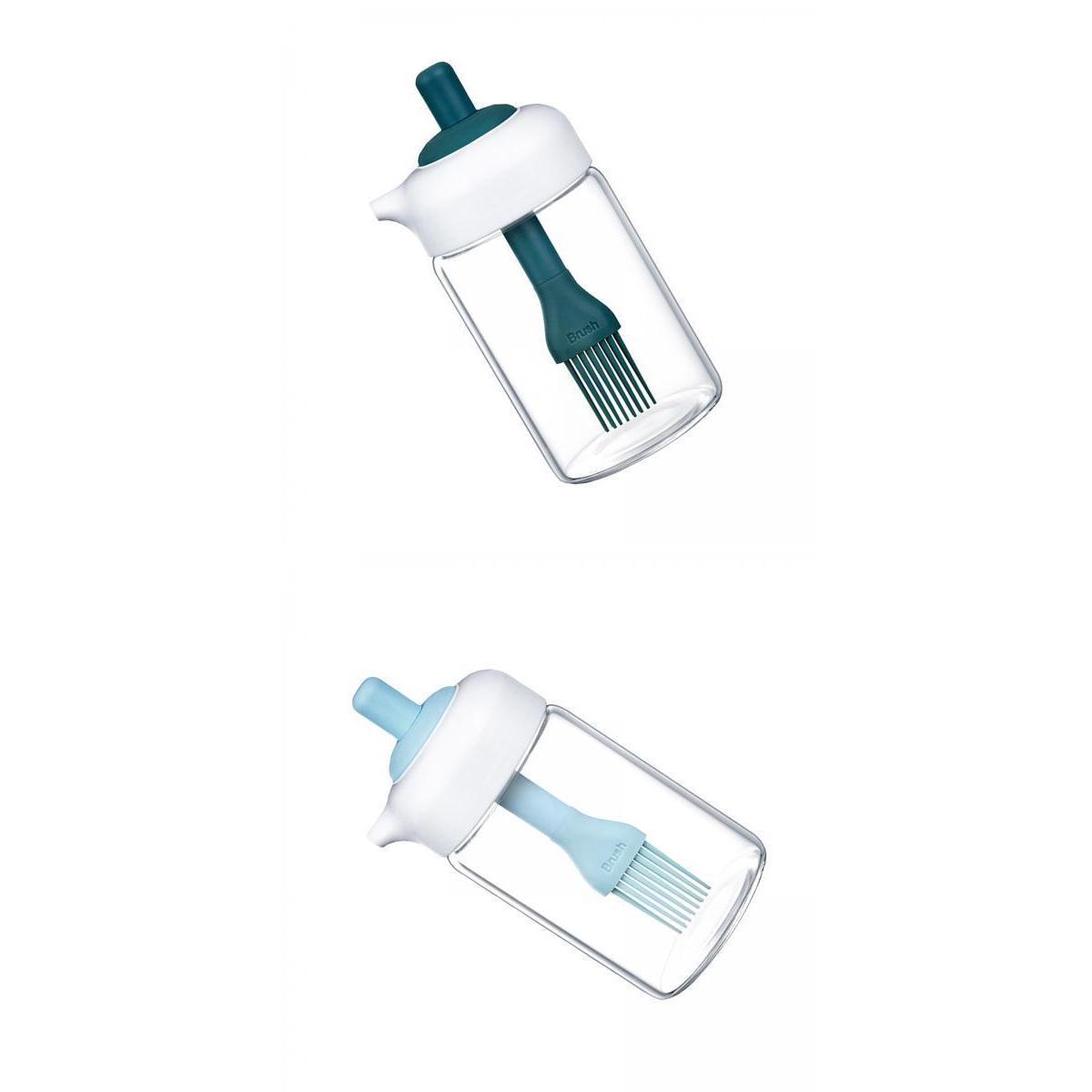 2Pcs Oil Bottle Oil Dispenser with Silicone Brush 230ml Leakproof