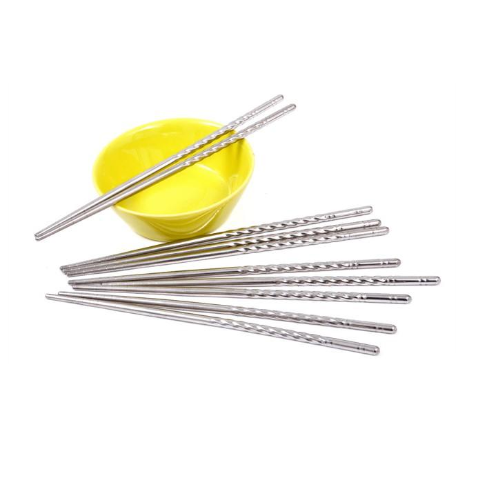 Vỉ 5 Đôi Đũa Inox xoắn H0381