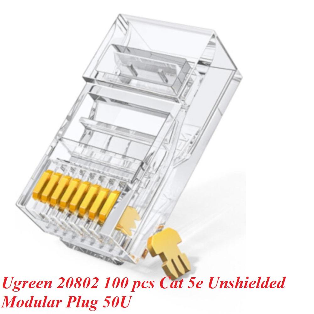 Ugreen UG20802NW176TK Hộp 100 cái Đầu bấm mạng RJ45 chuẩn Cat5e cao cấp mạ vàng 50U - HÀNG CHÍNH HÃNG