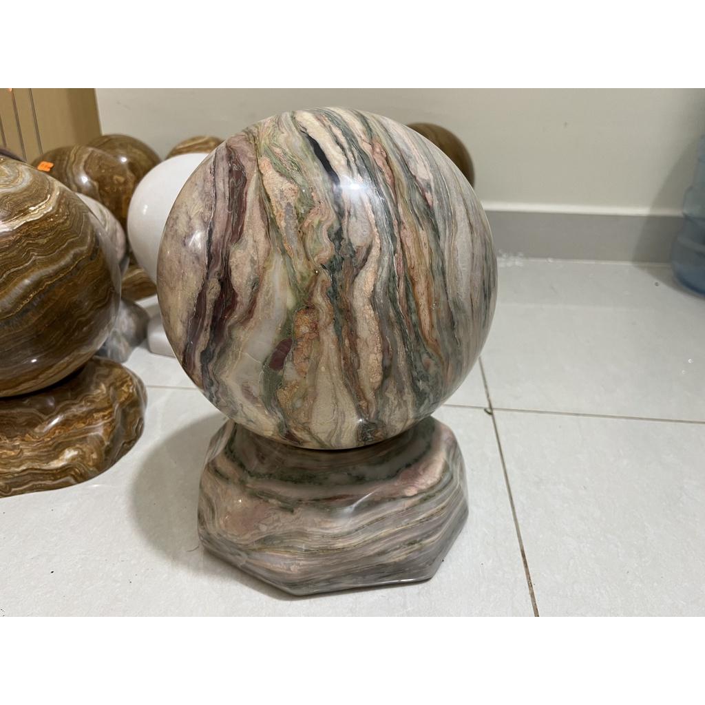 Cầu bi đường kính 22 cm nặng 20 kg màu đỏ hồng đa sắc đá thật cho người mệnh Hỏa và Thổ