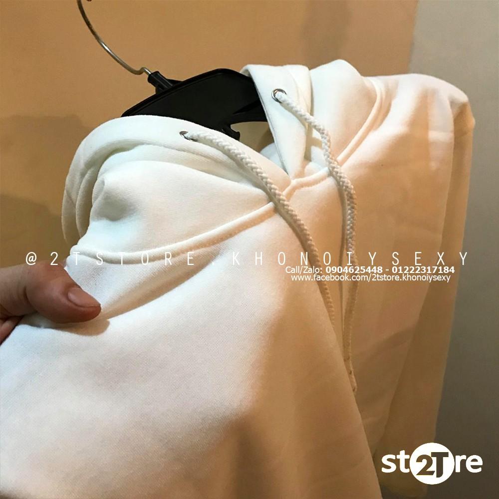 Áo hoodie unisex 2T Store H05 màu trắng