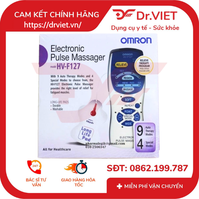 Máy massage xung điện OMRON HV-F127 Chính hãng - Với 9 chương trình mát xa tự động và 4 chế độ mát-xa đặc biệt, người dùng có thể dễ dàng lựa chọn chương trình và chế độ phù hợp