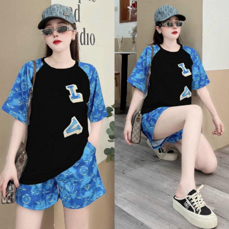 Bộ đồ sort nữ in họa tiết LA, đồ bộ dạo phố mặc nhà siêu xinh