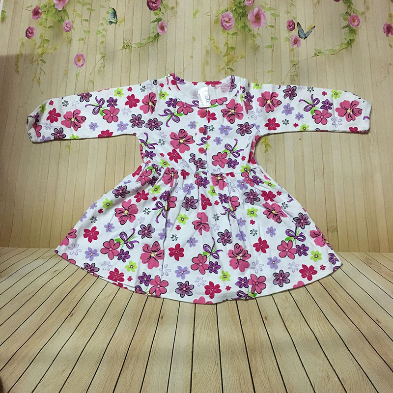 Váy đầm dài tay cho bé gái size 1-7 chất cotton