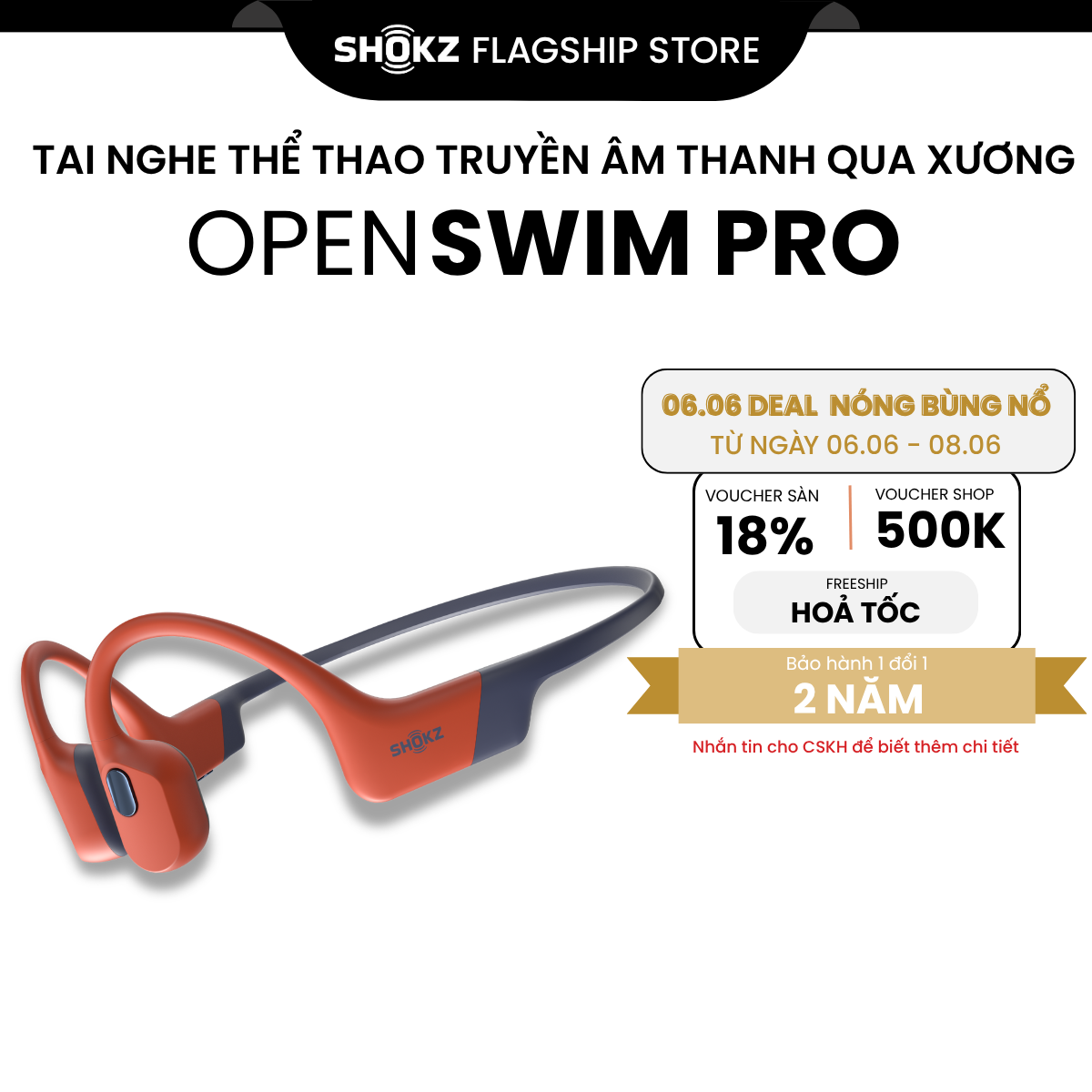 [MỞ BÁN] Tai Nghe Thể Thao Truyền Âm Thanh Qua Xương SHOKZ OPENSWIM PRO S710 Bluetooth Kết Hợp Lưu Trữ MP3 32GB - Hàng Chính Hãng