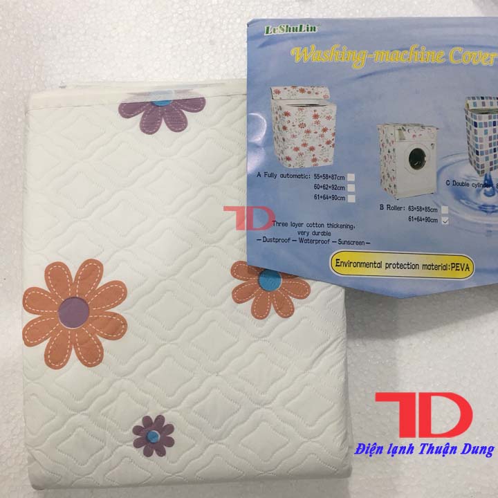 Áo trùm máy giặt cửa ngang và cửa trên 7kg-12kg, Tấm che máy giặt, bạt phủ chống nước, chống bụi [Hoa văn ngẫu nhiên] hàng chính hãng - Điện Lạnh Thuận Dung