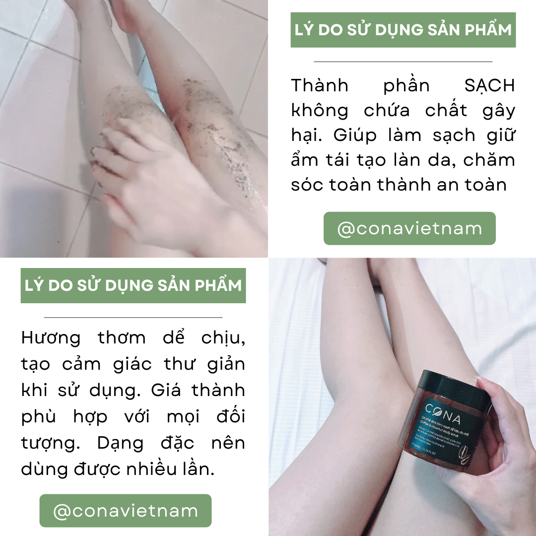 Cà phê dừa làm sạch tết bào da chết body Cona 200ml