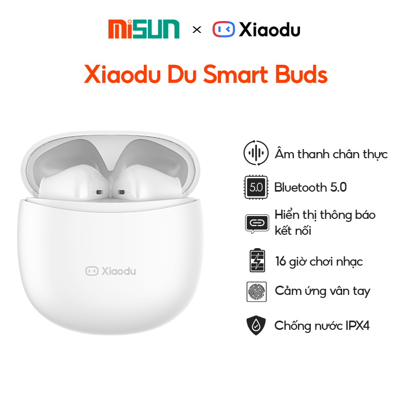 Tai Nghe Bluetooth Xiaodu v5.0 Không Dây l Nghe Liên Tục 16h Có Mic Đàm Thoại l Cảm Ứng Vân Tay l Chống Thấm Nước IPX4 - Sạc Type C - Hàng Nhập Khẩu