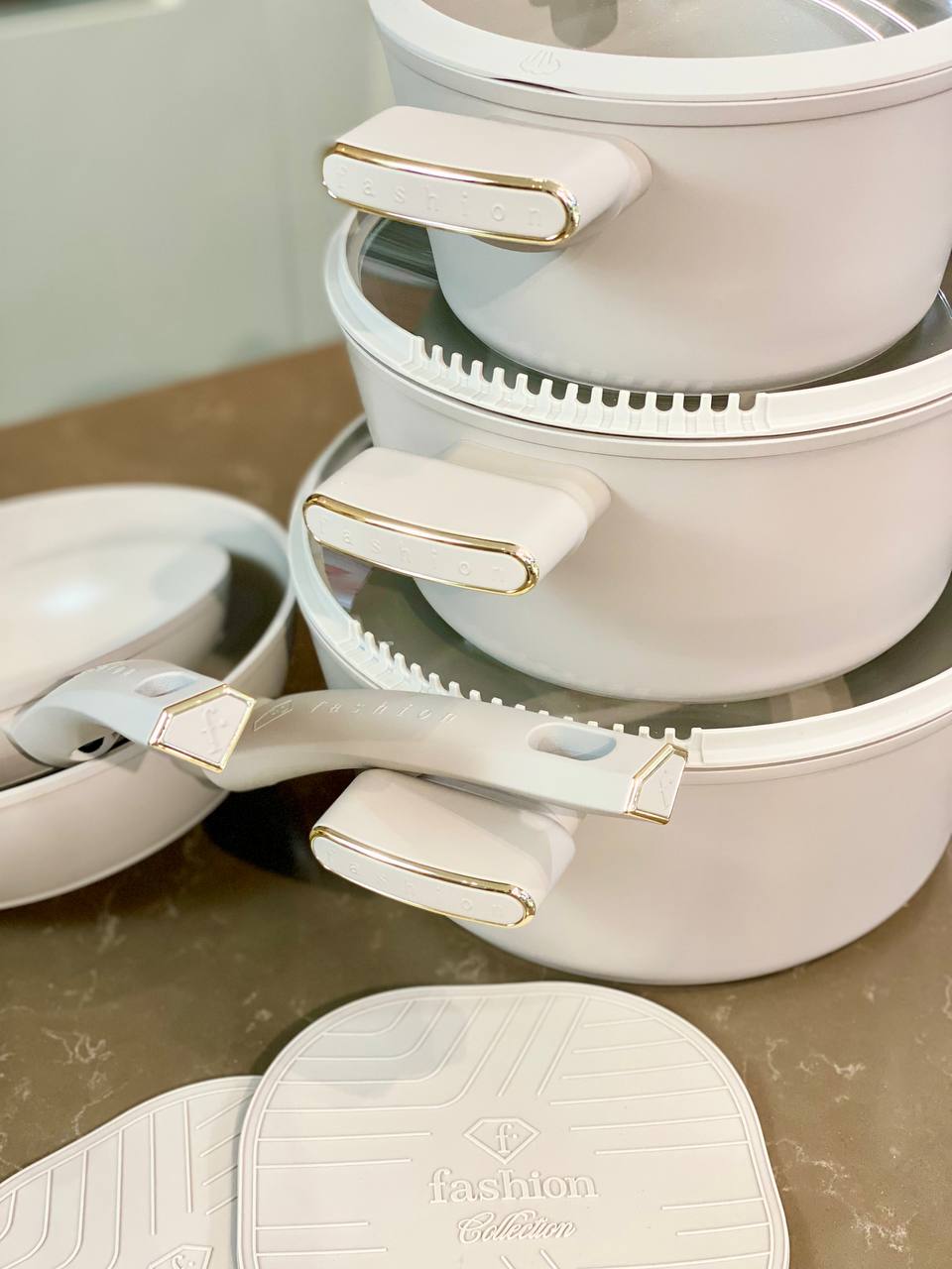 Bộ nồi 10 chi tiết Berlinger Haus x FashionTV FTV-0077 màu kem- Fashion Collection hàng chính hãng