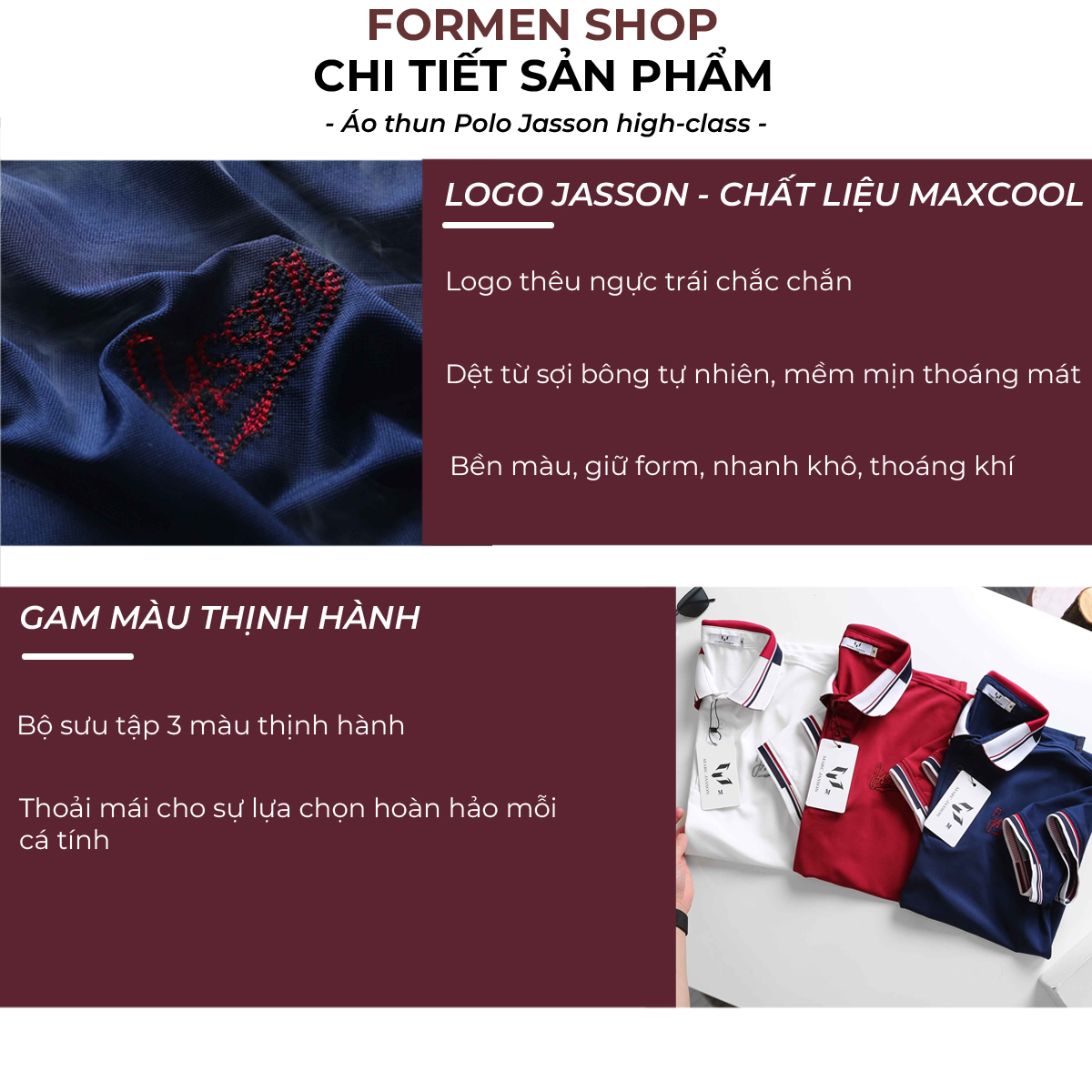 Hình ảnh Áo thun polo nam ngắn tay, chất thun vải mềm mịn, thiết kế phần bo tay và cổ áo phối màu độc lạ - FORMEN SHOP - FMPS176