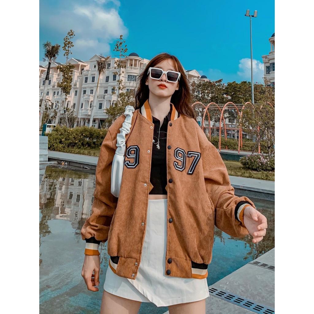 Áo Khoác Nhung Gân Bomber Jackets 1997 - Chất nhung mịn đẹp Unisex Nam Nữ mặc đẹp cực xinh